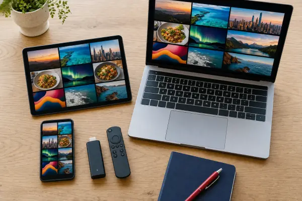 IPTV UK on a smartphone, tablet, laptop and streaming stick