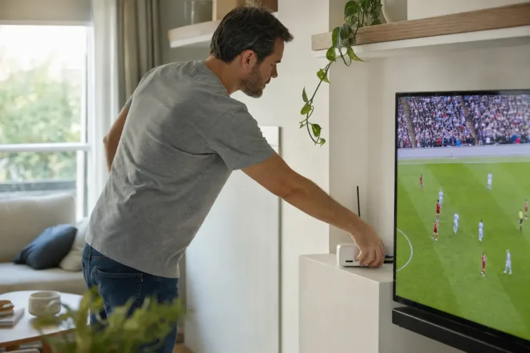 Checking the wifi router to fix IPTV buffering during a football match
